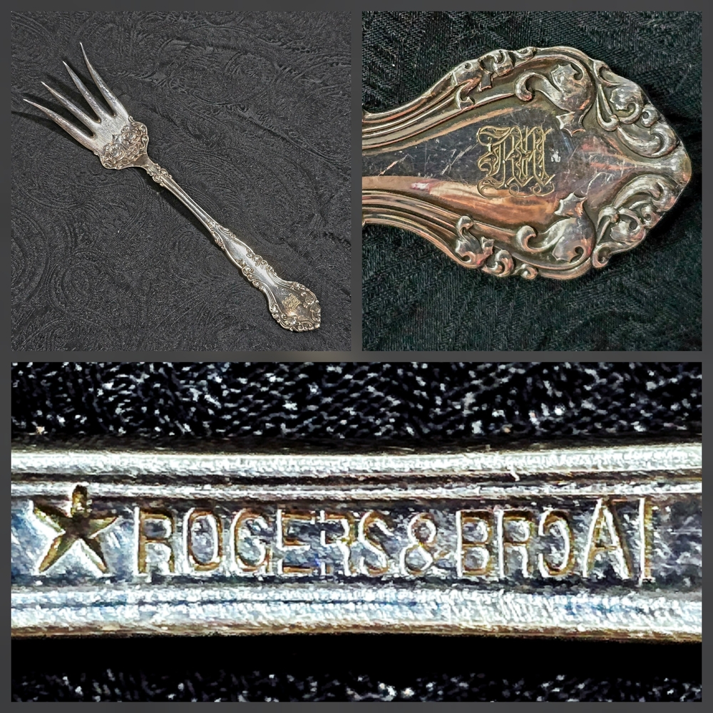 Antique Rogers & Bro A1 Berkshire Serving Fork Victorian RM Monogram Estate